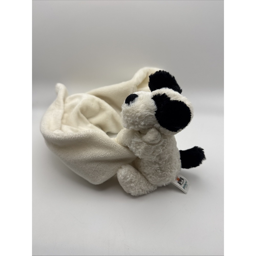 Jellycat Bashful Puppy Dog Baby Lovey Black Spotted Cream Plush Security Blanket